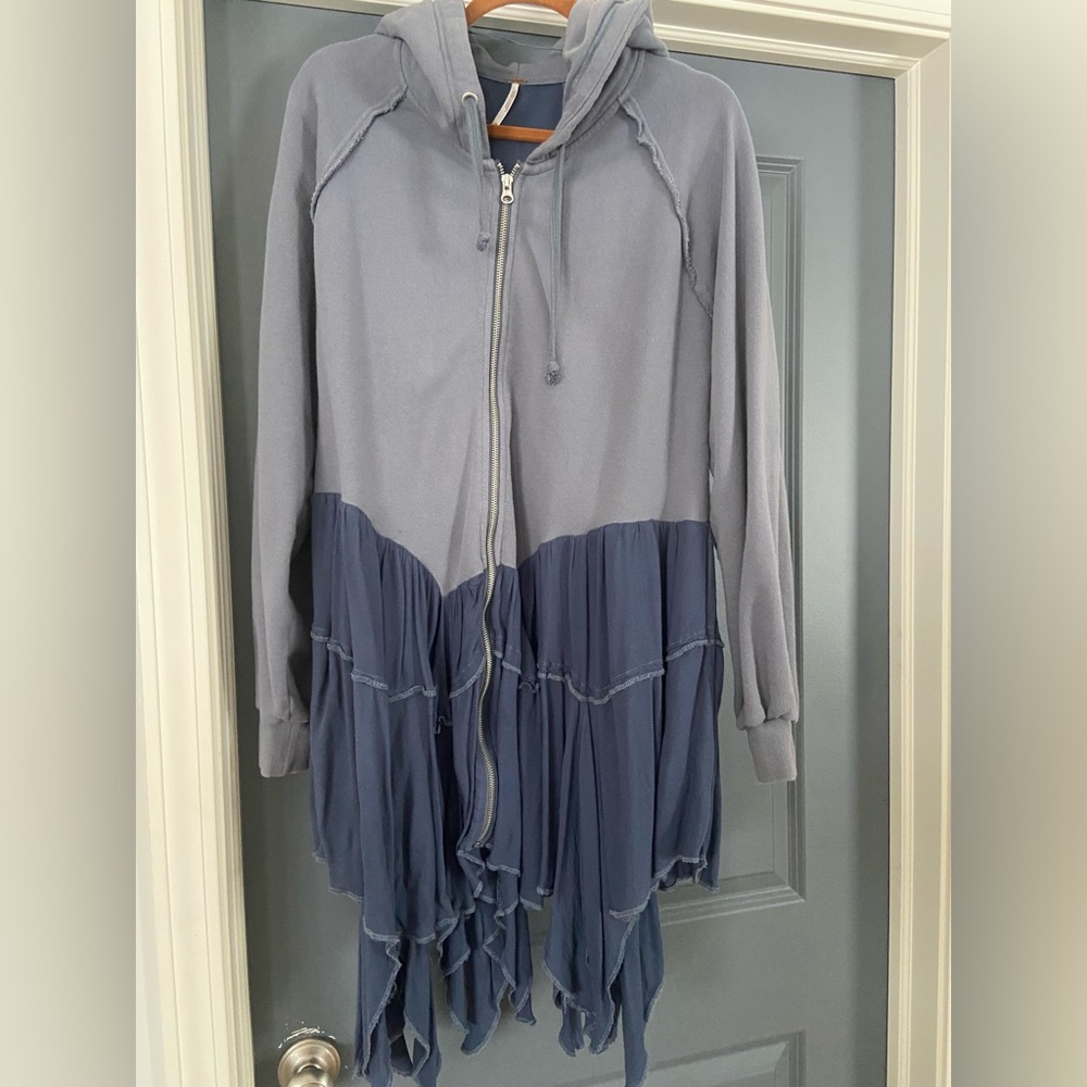 Free People Hooded sweatshirt, 2 tone flowy bottom